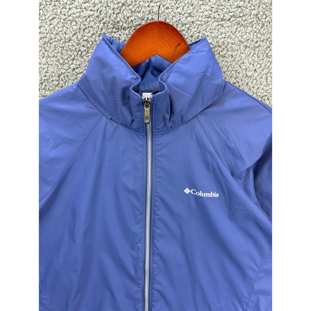 Columbia Full Zip Windbreaker Jacket Womens XL Blue Outdoor Hiking Lightweight - Picture 2 of 12